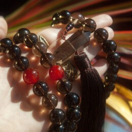Earth and Fire Smoky Quartz and Carnelian Jumbo Mala