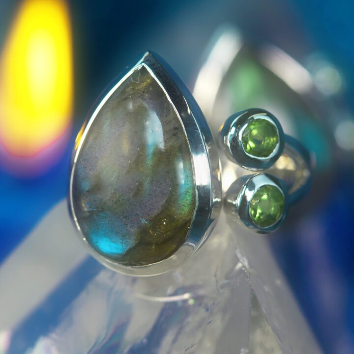 Manifest Your Intentions Labradorite and Peridot Ring