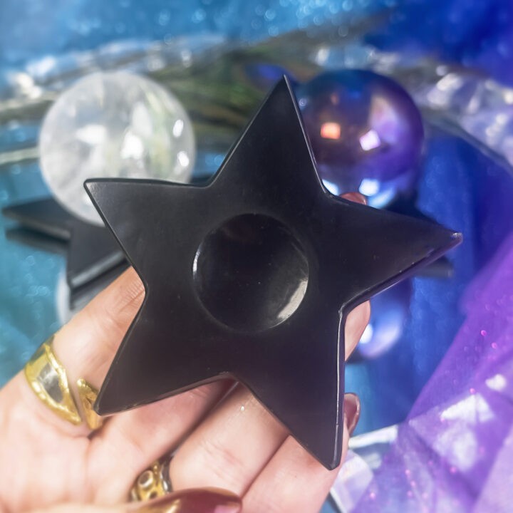 Black Agate Star-Shaped Sphere Stand