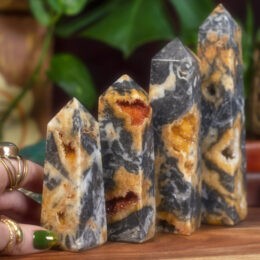 Druzy Dendritic Sulfur Quartz Obelisk