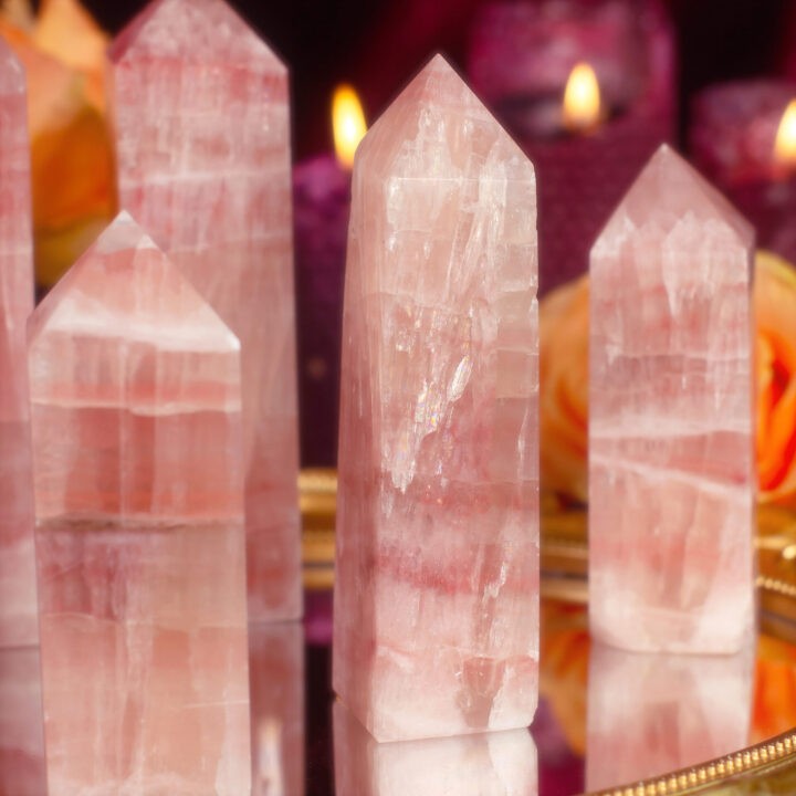 ​​Fountain of Love Rose Calcite Obelisk