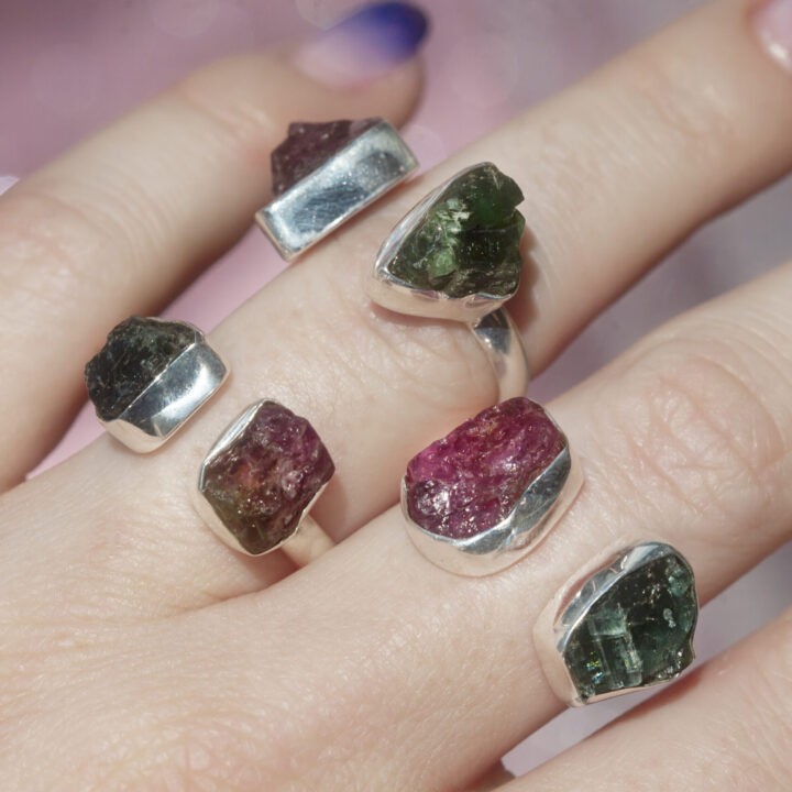 Heart-Opening Green and Pink Tourmaline Ring