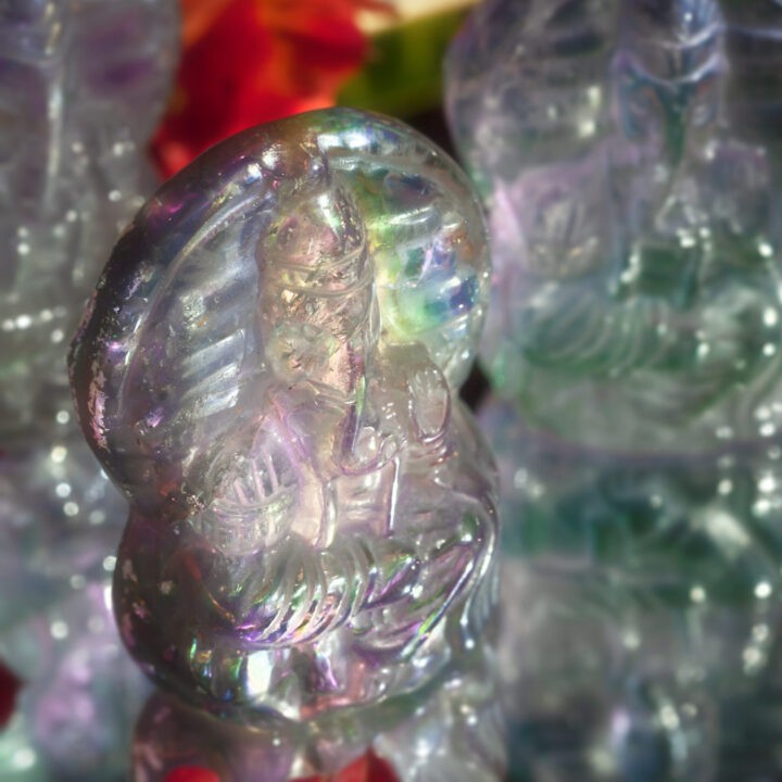 Rainbow Aura Quartz Good Luck Ganesha