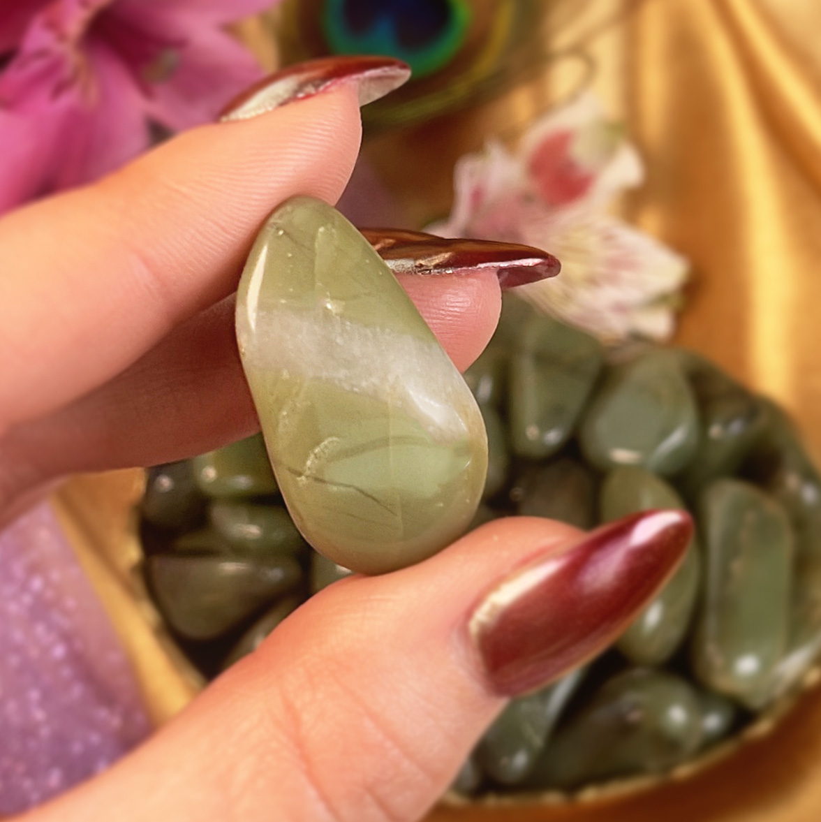 Green Chalcedony Healing Crystal Medium Green Chalcedony Tumbled Stone Green Chalcedony Stone