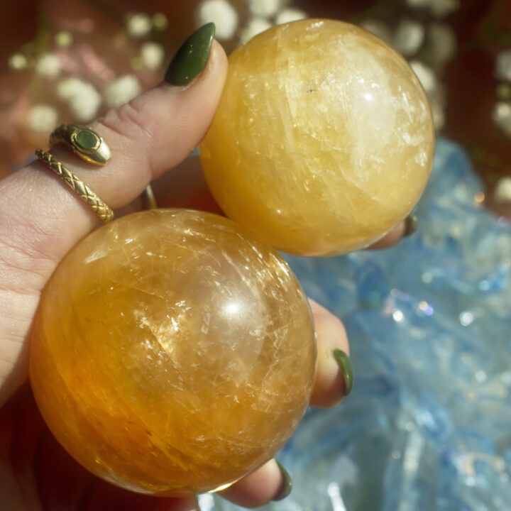 Honey Calcite Heal the Mother Wound Sphere