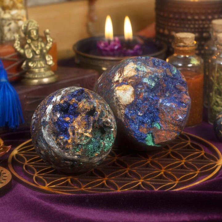 Indonesian Azurite Healing Priestess Sphere