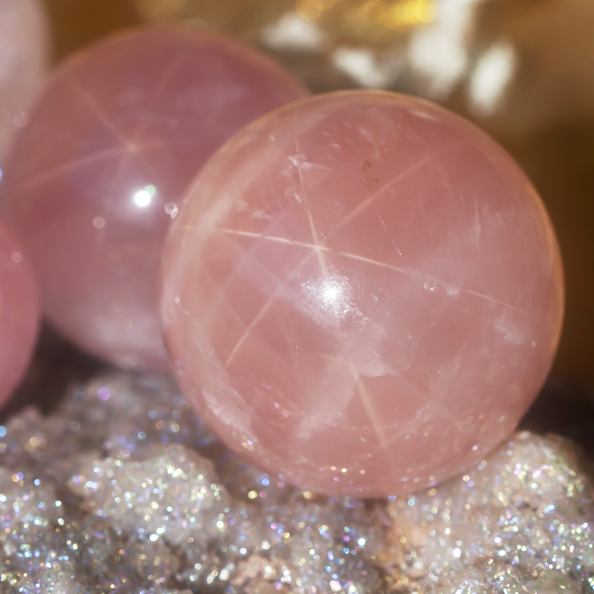 Rose Quartz spheres star sphere star Rose Quartz sphere Star Flash Rose Quartz spheres