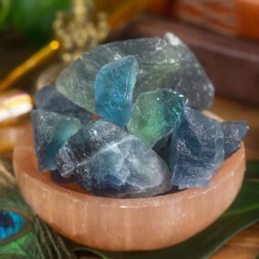 Sage Goddess Natural Teal Fluorite for expressing your dharma