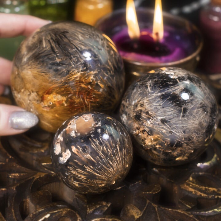 Plume Sagenite Agate Sphere