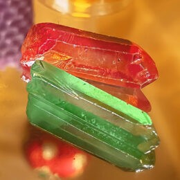 Red and Green Aura Quartz Point Duo