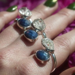 Sapphire and Herkimer Diamond Psychic Channeling Ring