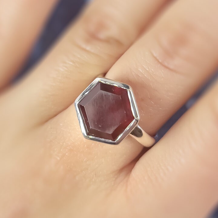 Garnet Hexagon Ring