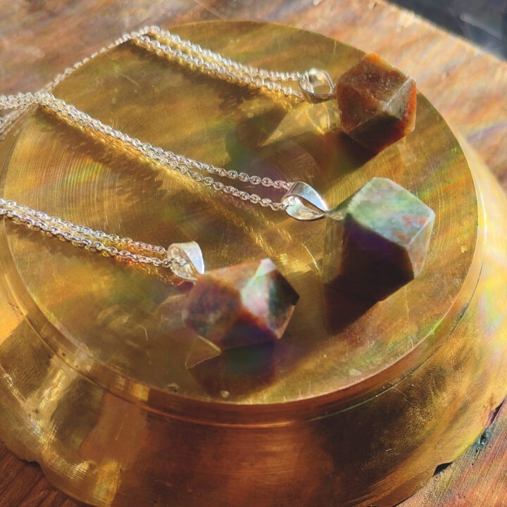 Hessonite Garnet in Green Quartz Matrix Wealth Pendant