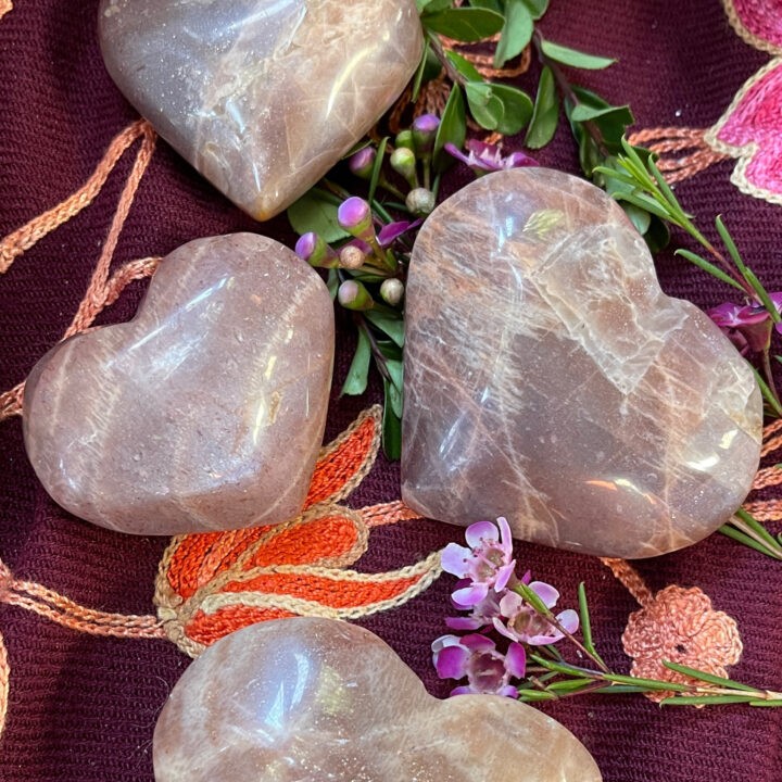 Peach Moonstone with Sunstone Divine Integration Heart
