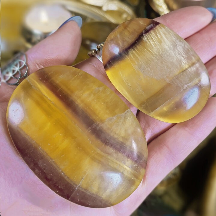 Yellow Fluorite Prosperity Palm Stone