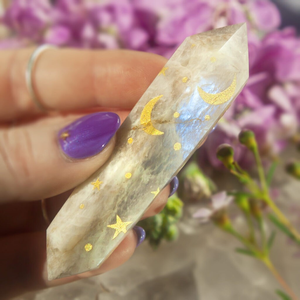 Sage Goddess Zodiac Crystal Wand Series White Moonstone for Cancer