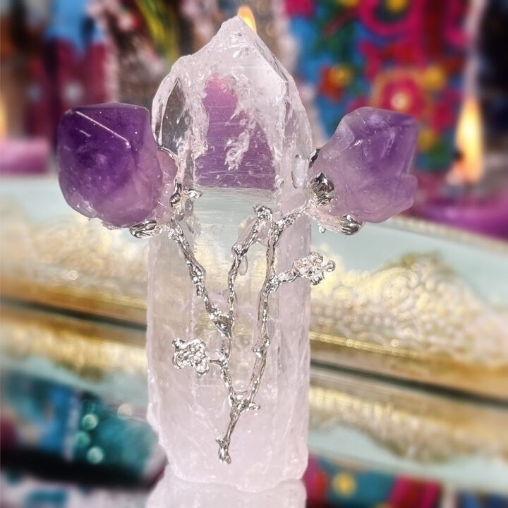 Clear Quartz with Amethyst Heavenly Tower