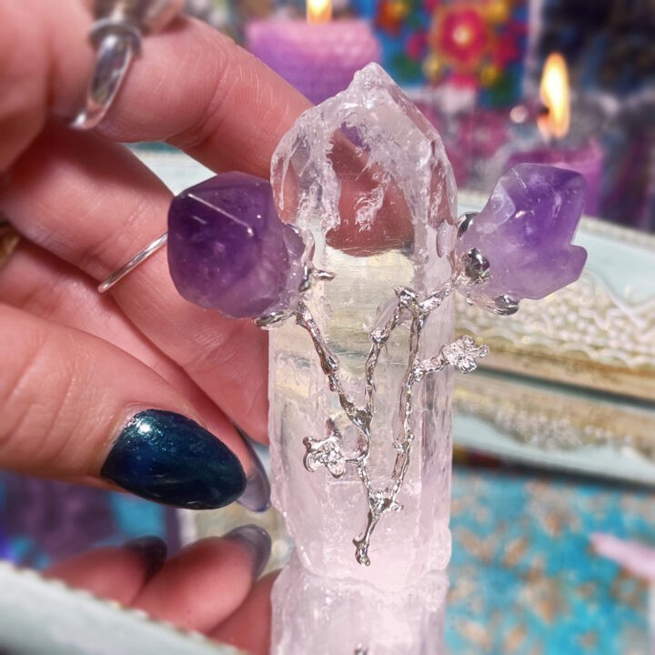 Clear Quartz with Amethyst Heavenly Tower