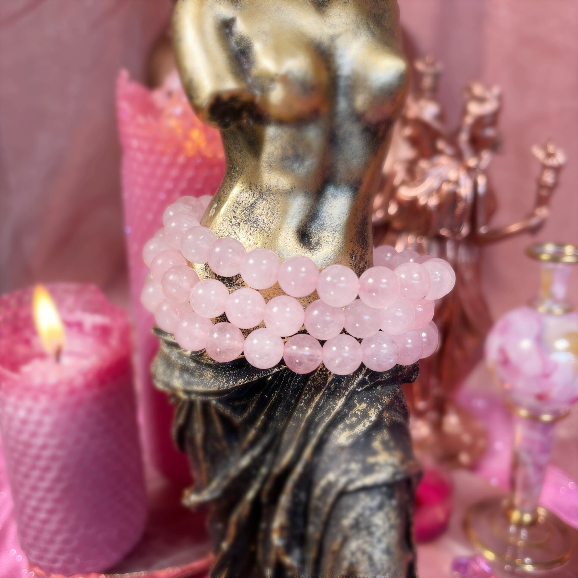 Rose Quartz Amethyst Teens Crystal Bracelet Peace Love Angels Inner Strength 