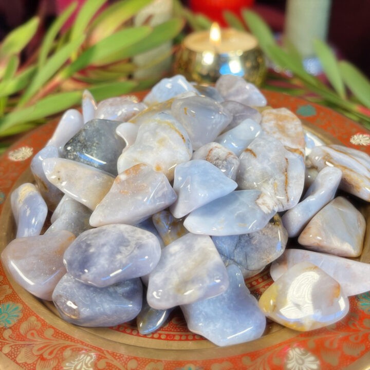 Tumbled Blue Chalcedony