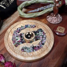 Protect Your Heart Incense Holder with Watermelon Tourmaline Chip Stones
