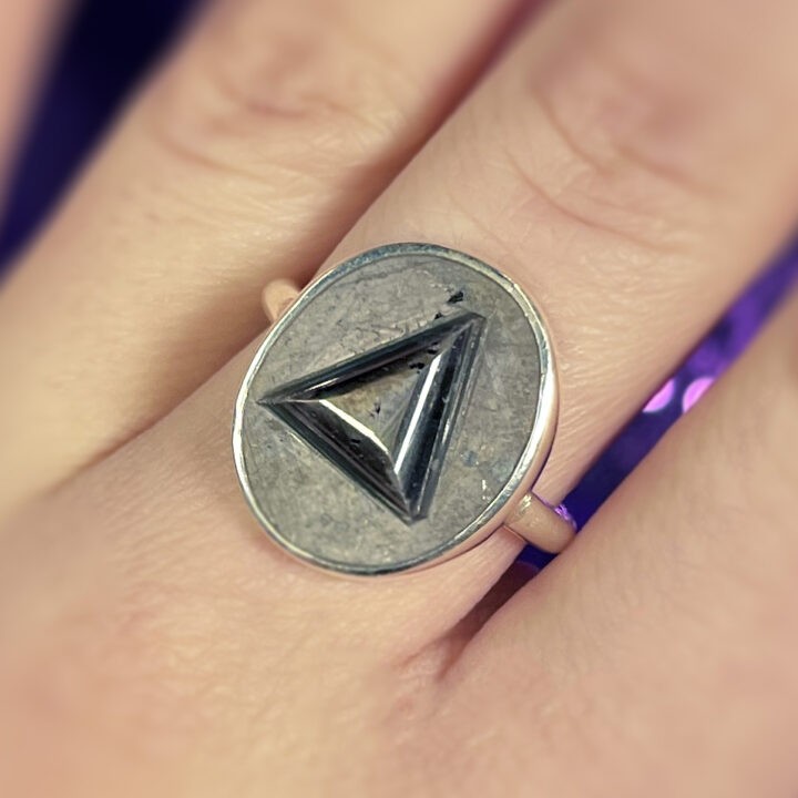 Carved Sapphire Triangle Ring