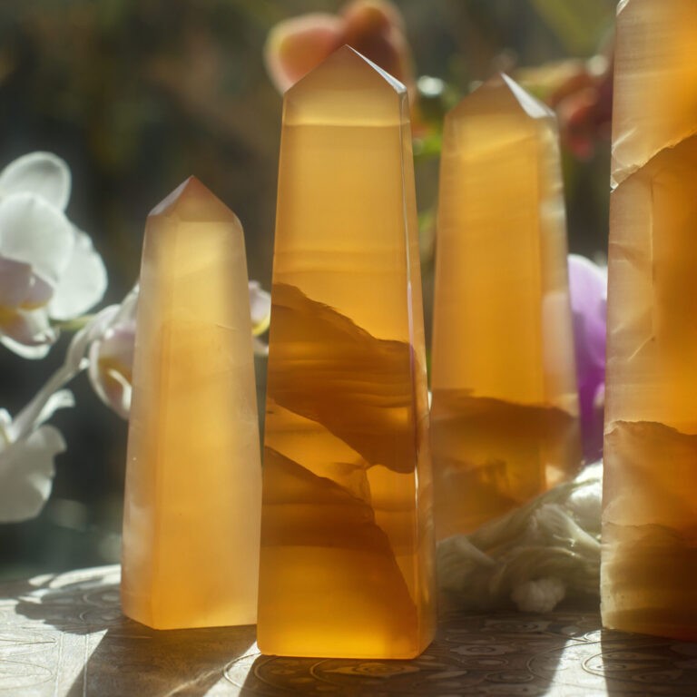 Heal the Mother Wound Honey Calcite Obelisk