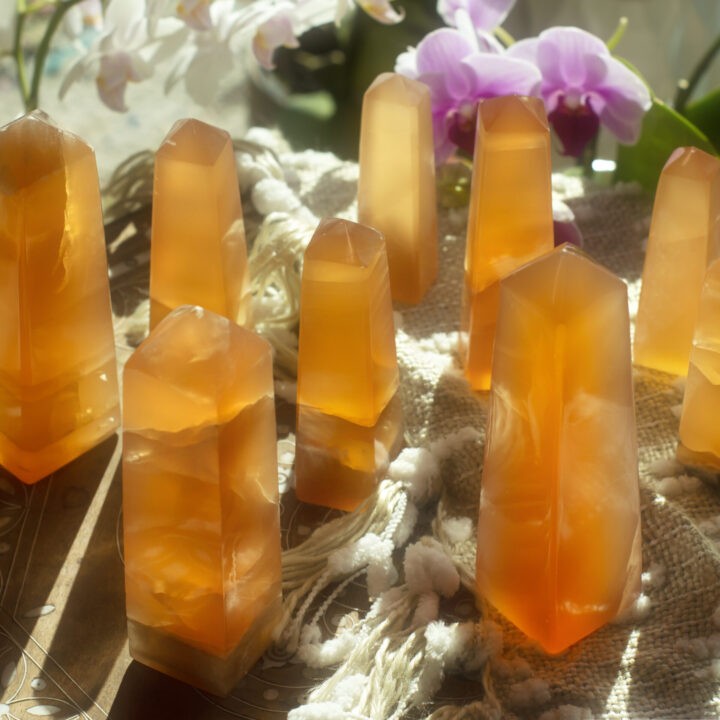Heal the Mother Wound Honey Calcite Obelisk