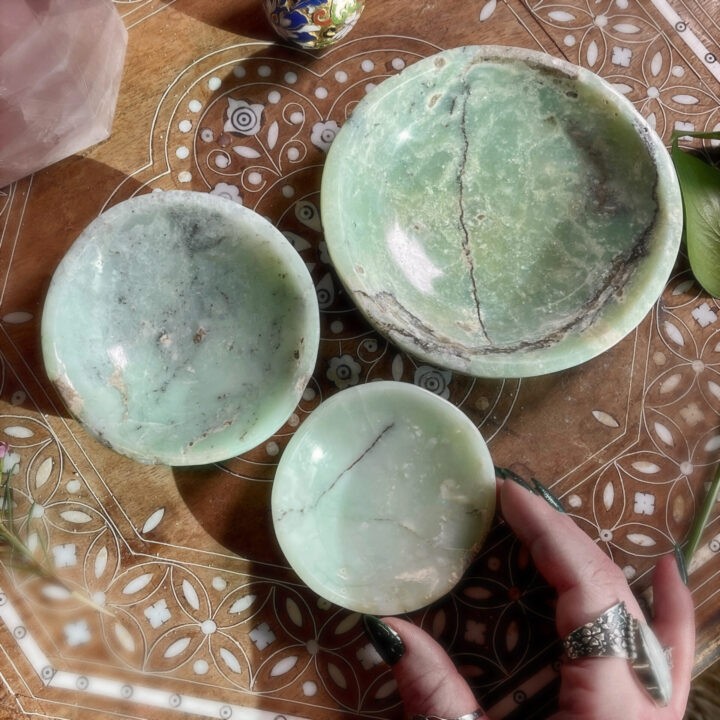 Peace and Love Chrysoprase Bowl with Clearing White Sage