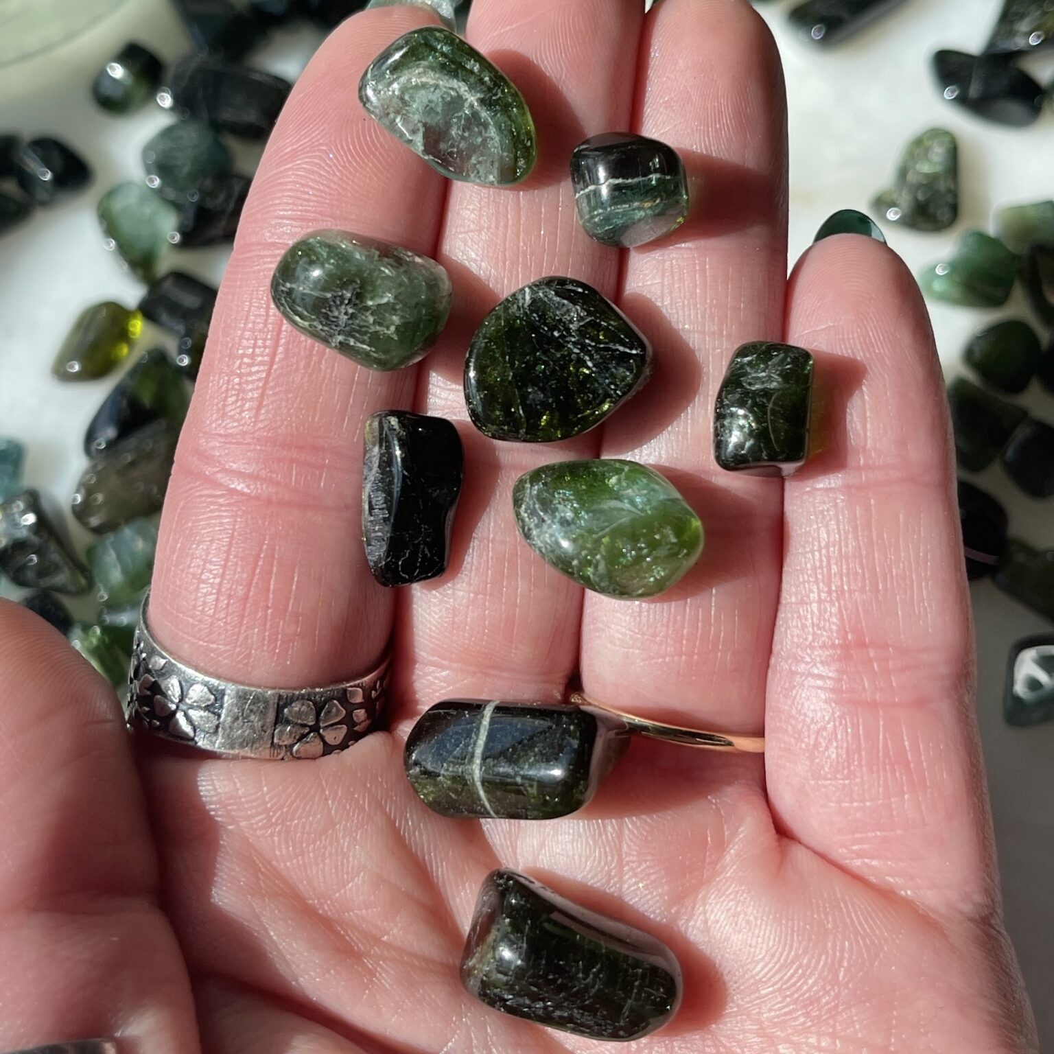 Sage Goddess Tumbled Green Tourmaline for love and compassion