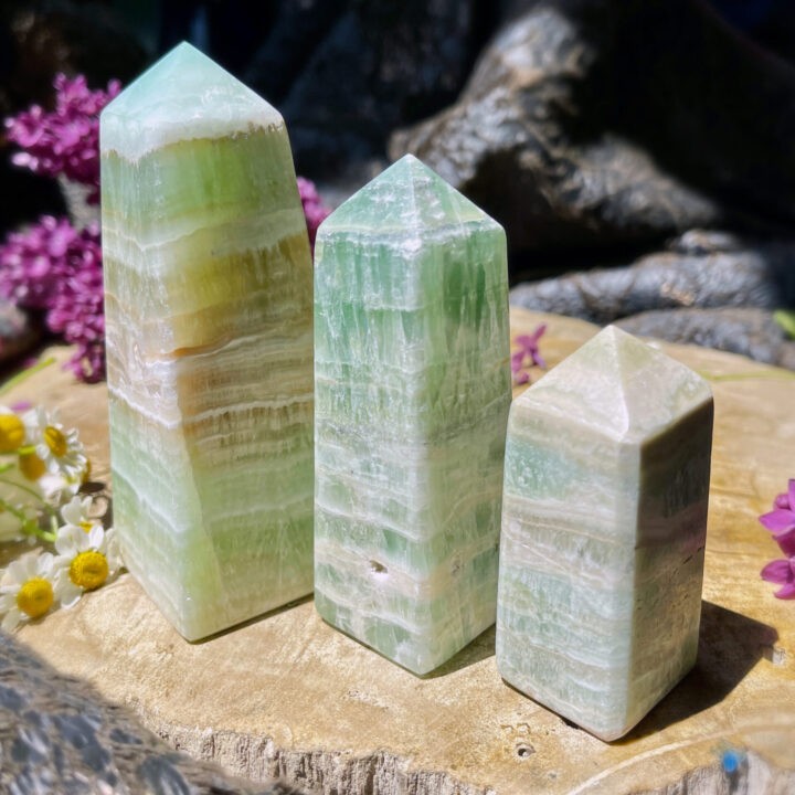 Banded Green Calcite Obelisk