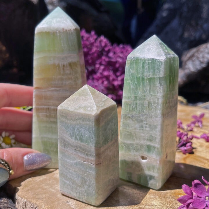 Banded Green Calcite Obelisk