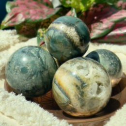 Blue and Green Opalized Petrified Wood Sphere