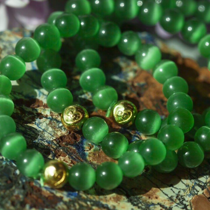 Green Cats Eye Heart Chakra Bracelet