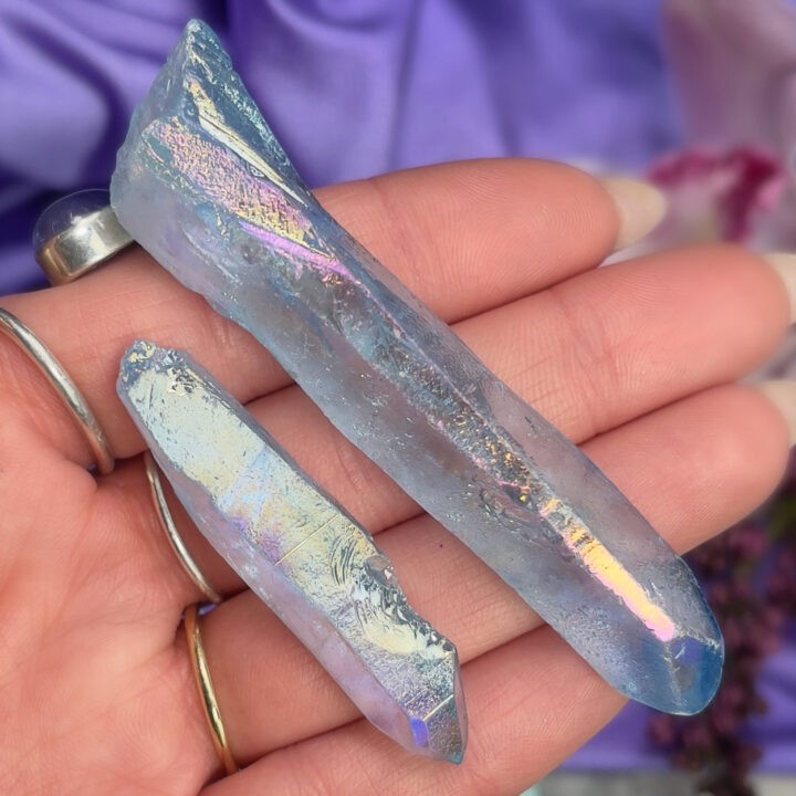 Periwinkle Aura Quartz Point