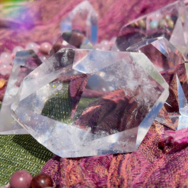 Faceted Clear Quartz Channeling Stone