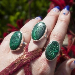 andcarved Malachite Caduceus Healer's Ring