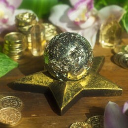 Druzy Pyrite Abundance Sphere with Sphere Stand