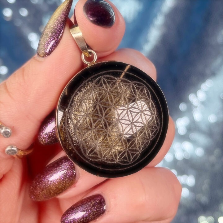 Flower Of Life Golden Sheen Obsidian Pendant