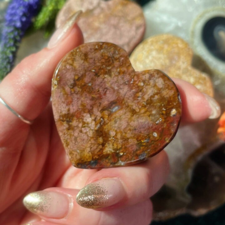 Pink Moss Agate Heart