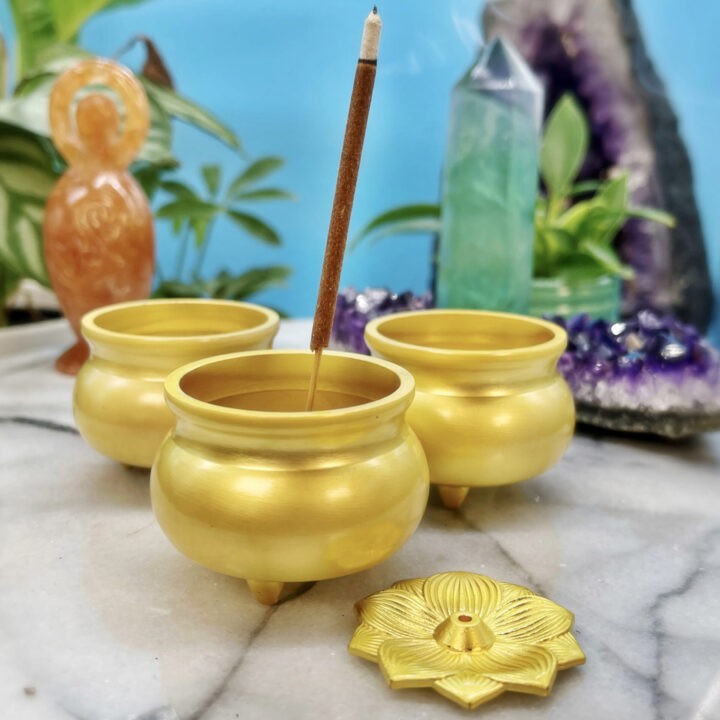 Golden Lotus Incense Stick Burner