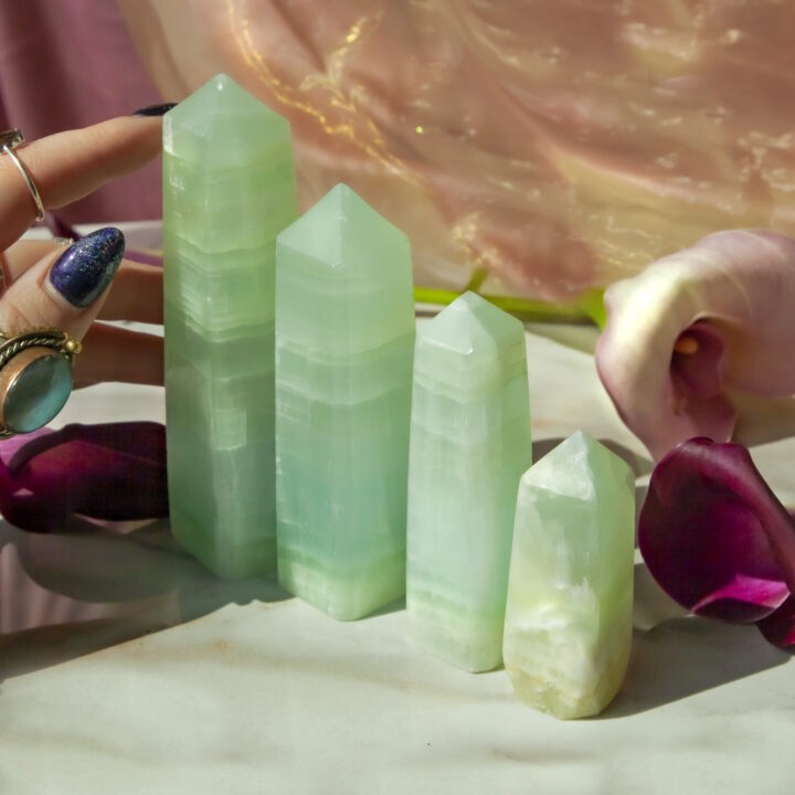 Healing and Harmony Pistachio Calcite Obelisk