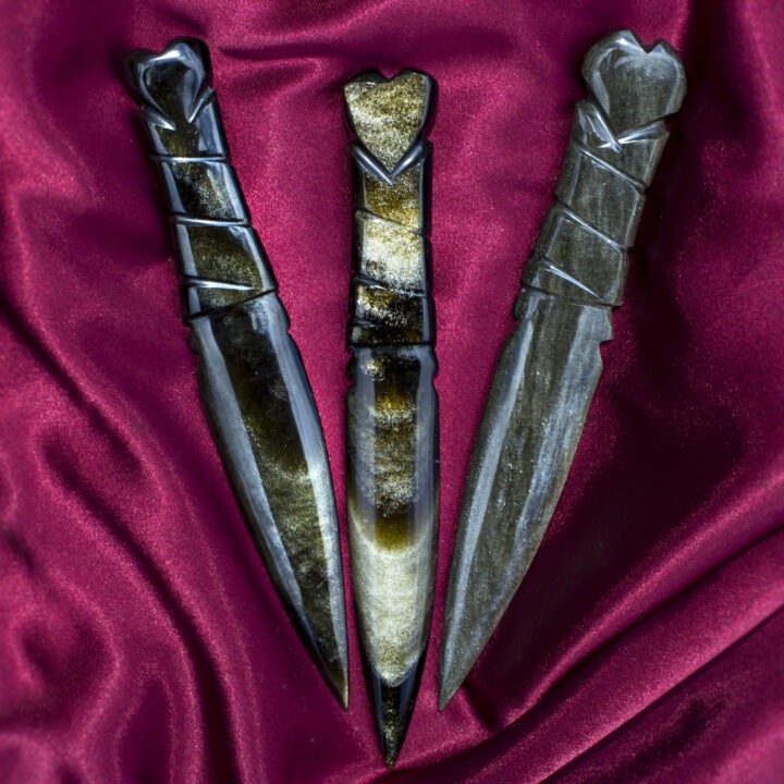 Heart-Handled Golden Sheen Obsidian Athame