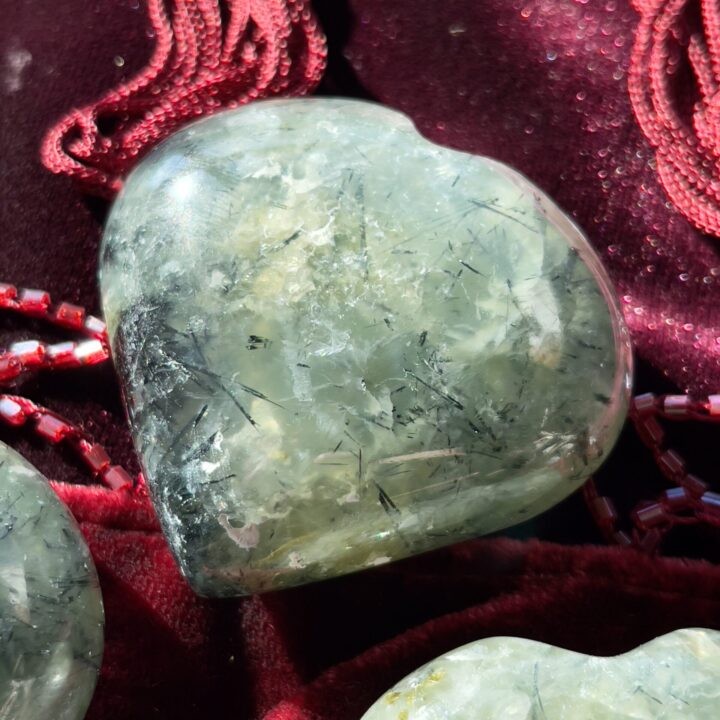 Prehnite with Epidote Heart for Self-Care