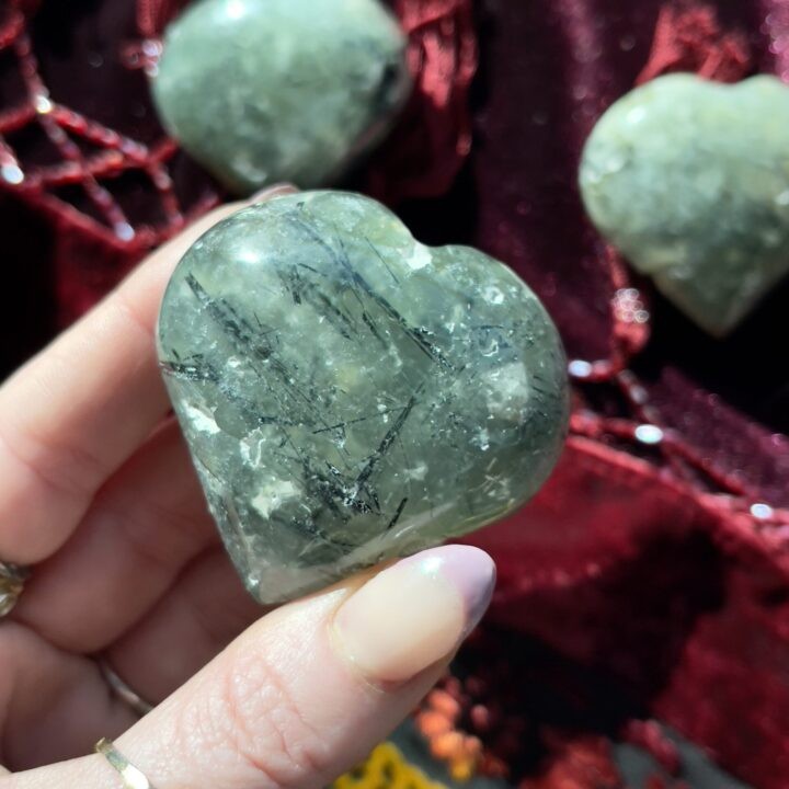 Prehnite with Epidote Heart for Self-Care