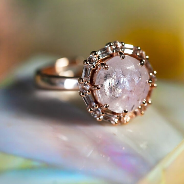 Rose Gold Morganite with Topaz Engagement Ring