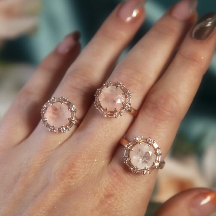 Rose Gold Morganite with Topaz Engagement Ring
