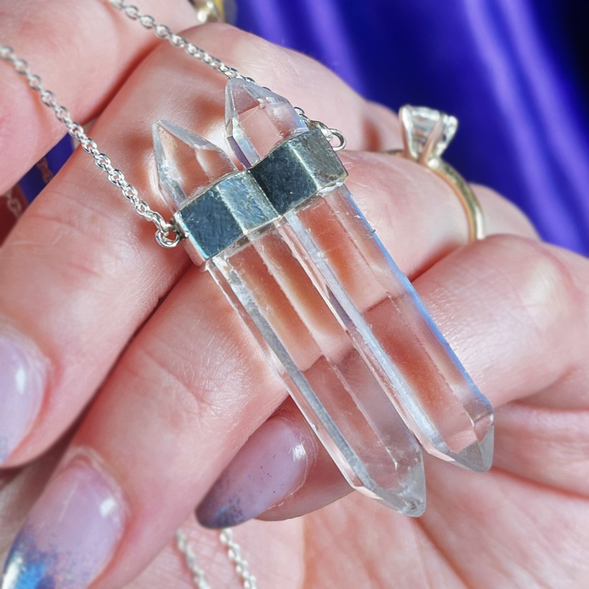 Sage Goddess Double Terminated Clear Quartz Twin Flame Necklace