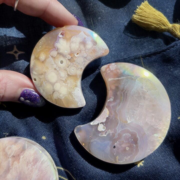 Angel Aura Flower Agate Moon