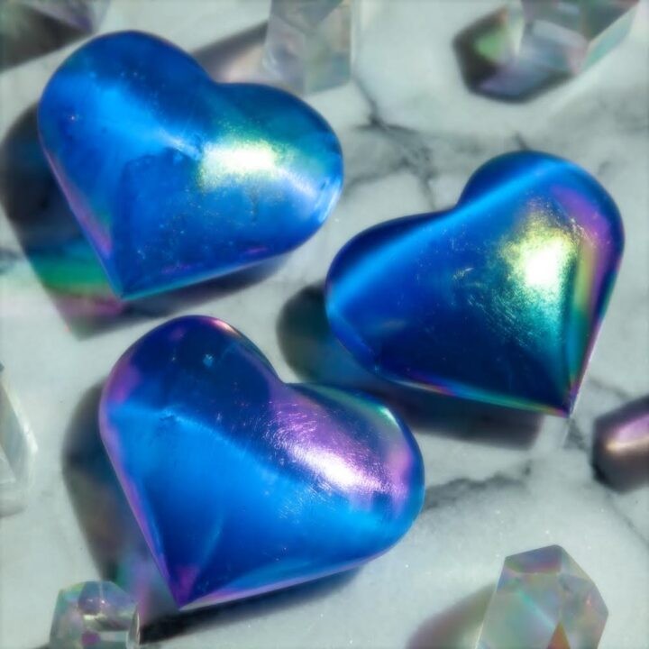 Dark Blue Aura Selenite Heart